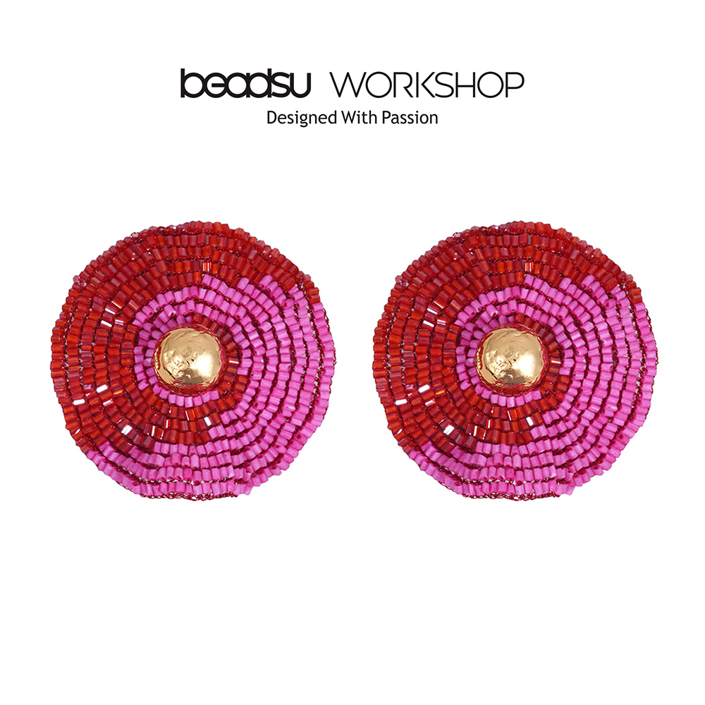 铜合金玻璃耳饰 beadsu workshop 涟漪 海浪耳环 耳针款 WE3109