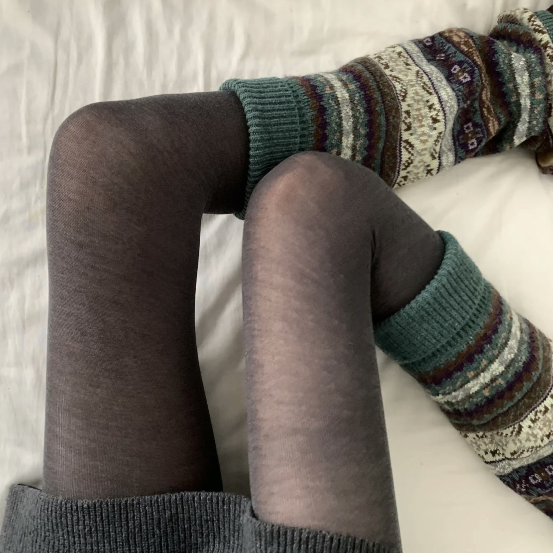 四季款格雷系灰色棉平板微透打底显瘦平纹高弹直角跟连裤袜