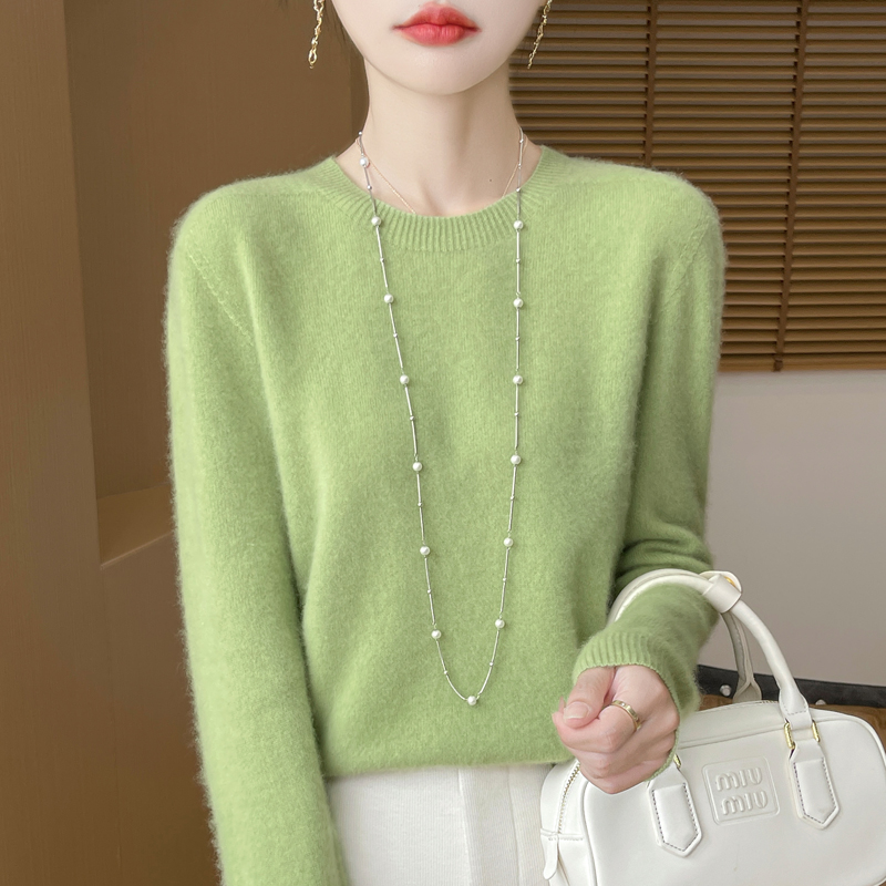 秋冬羊毛衫打底衫宽松圆领宽松针织开衫绒衫针织njr418