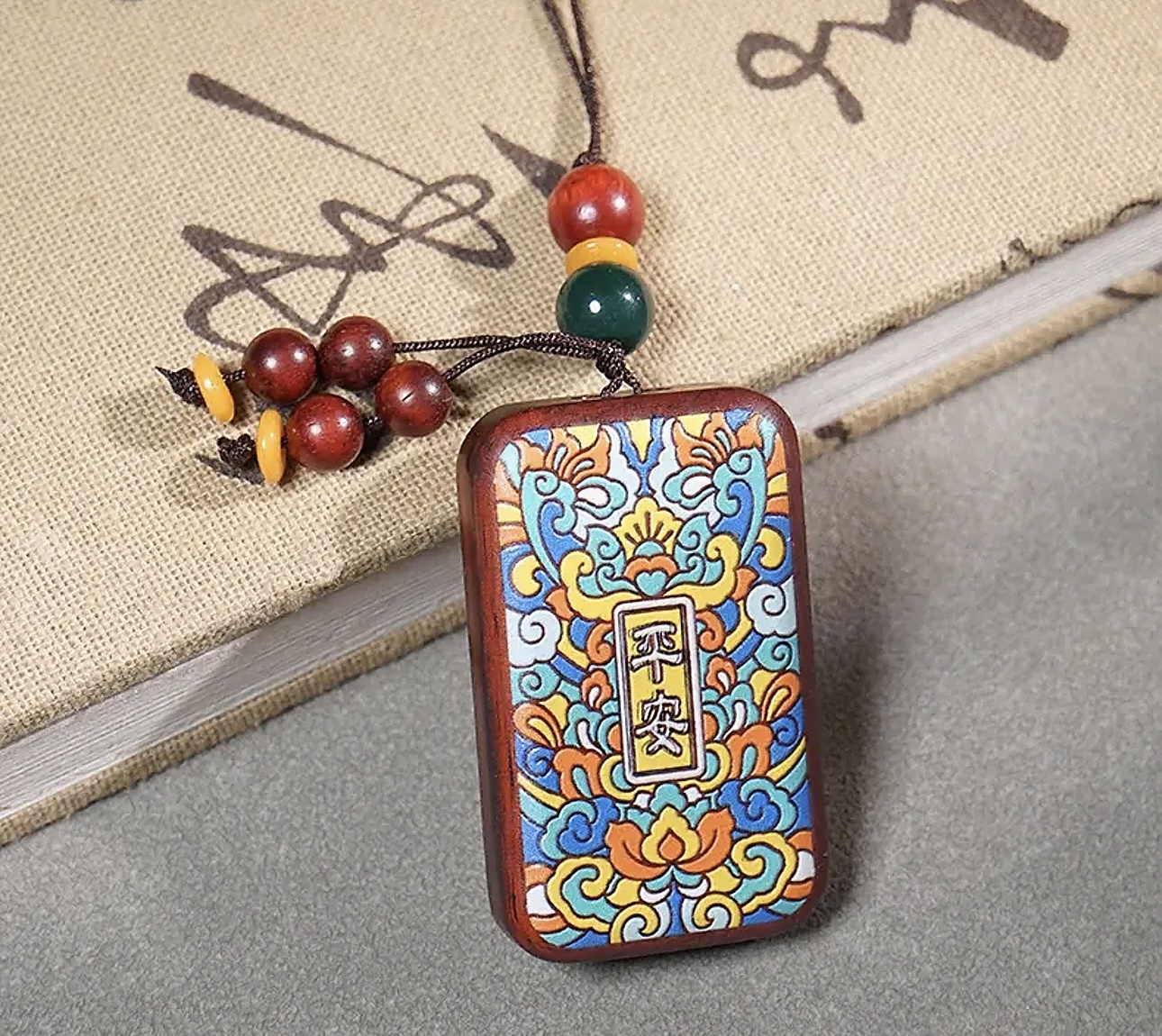 071血檀彩绘（平安）挂件xk071（无礼盒）