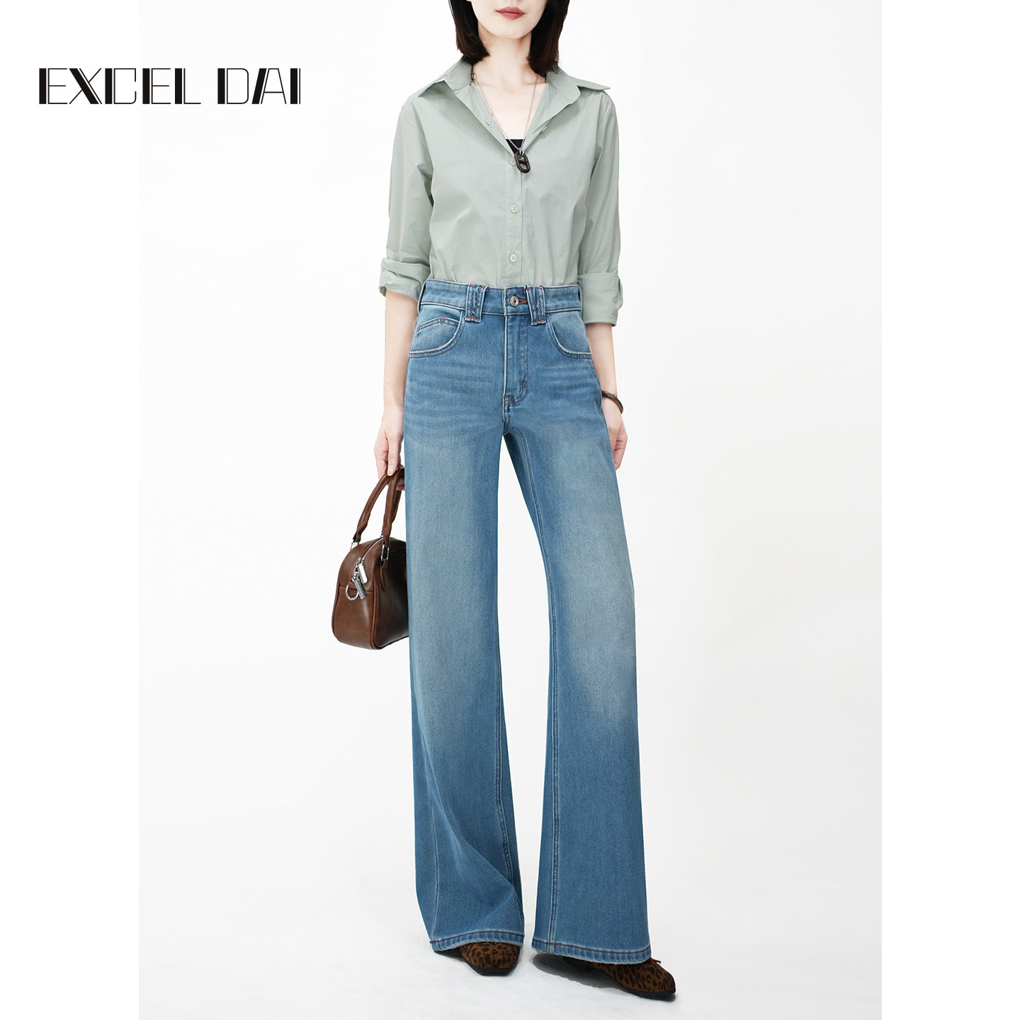 【超模裤】四面弹加绒直筒牛仔裤女2025新款秋冬季显瘦阔腿喇叭裤