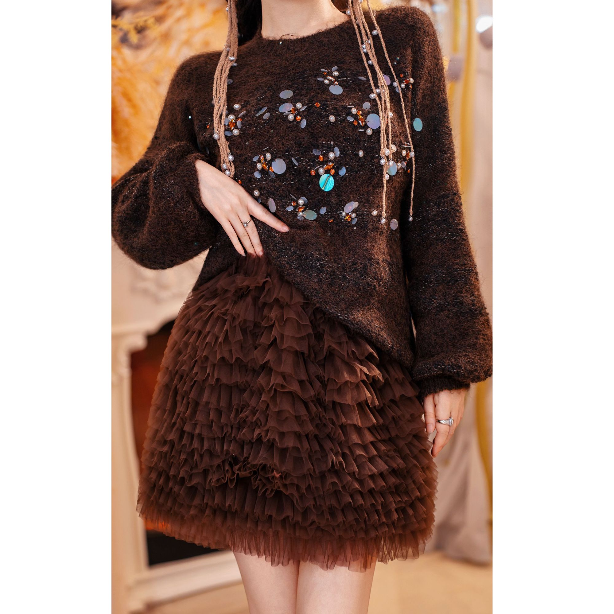 【星姐推荐】星原创高级定制【凝香】设计师小众轻奢名媛半裙裤