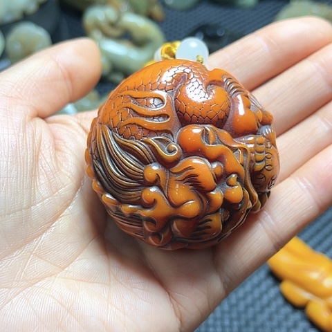 白玉菩提吊坠摆件