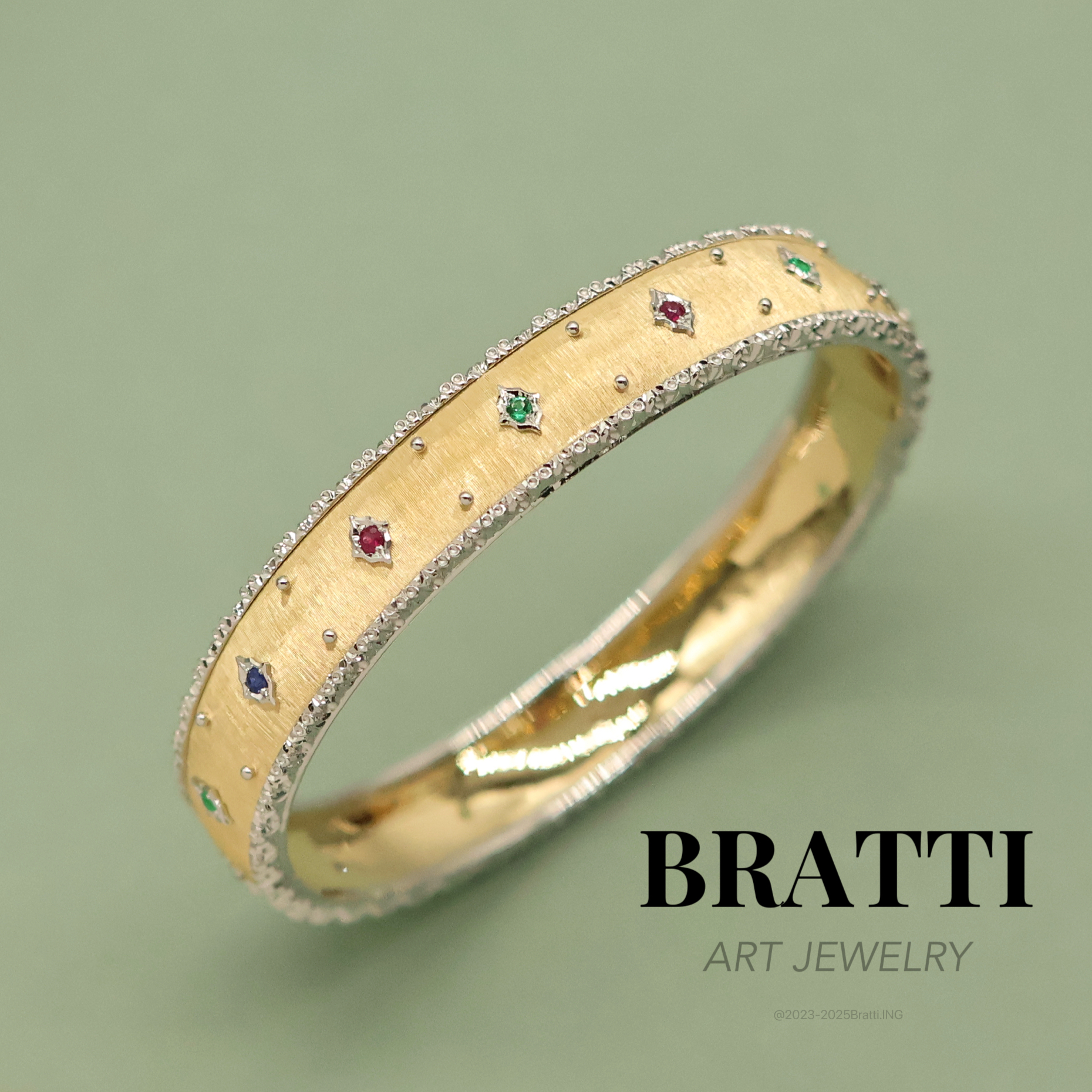 Bratti珠宝18K金“美第奇山庄”祖母绿蓝宝石手镯-KZ250501