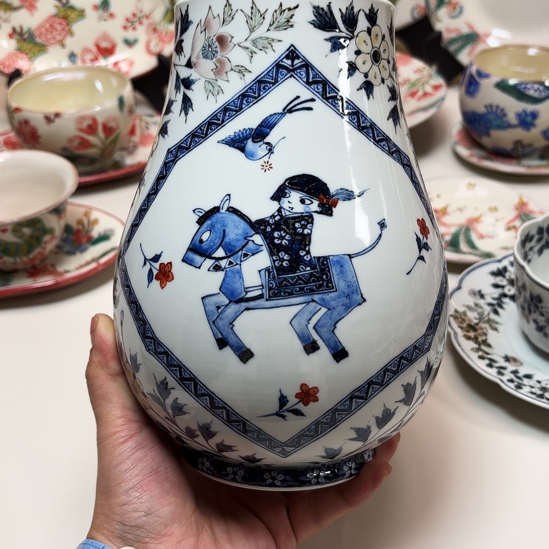 陶九谷理节 绝版花器 