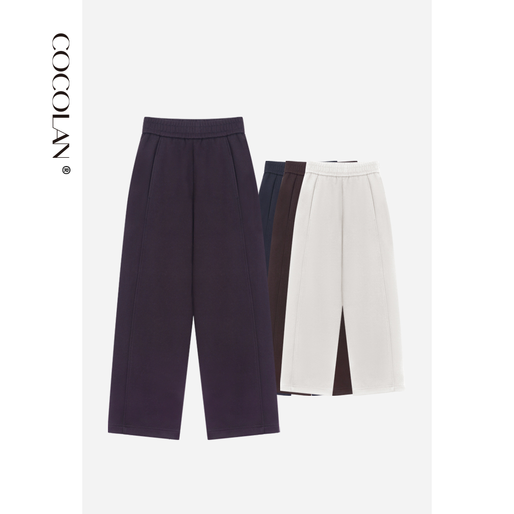 COCOLAN【雪绒裤】醋酸绵羊毛山羊绒直筒裤休闲裤CL8K6283