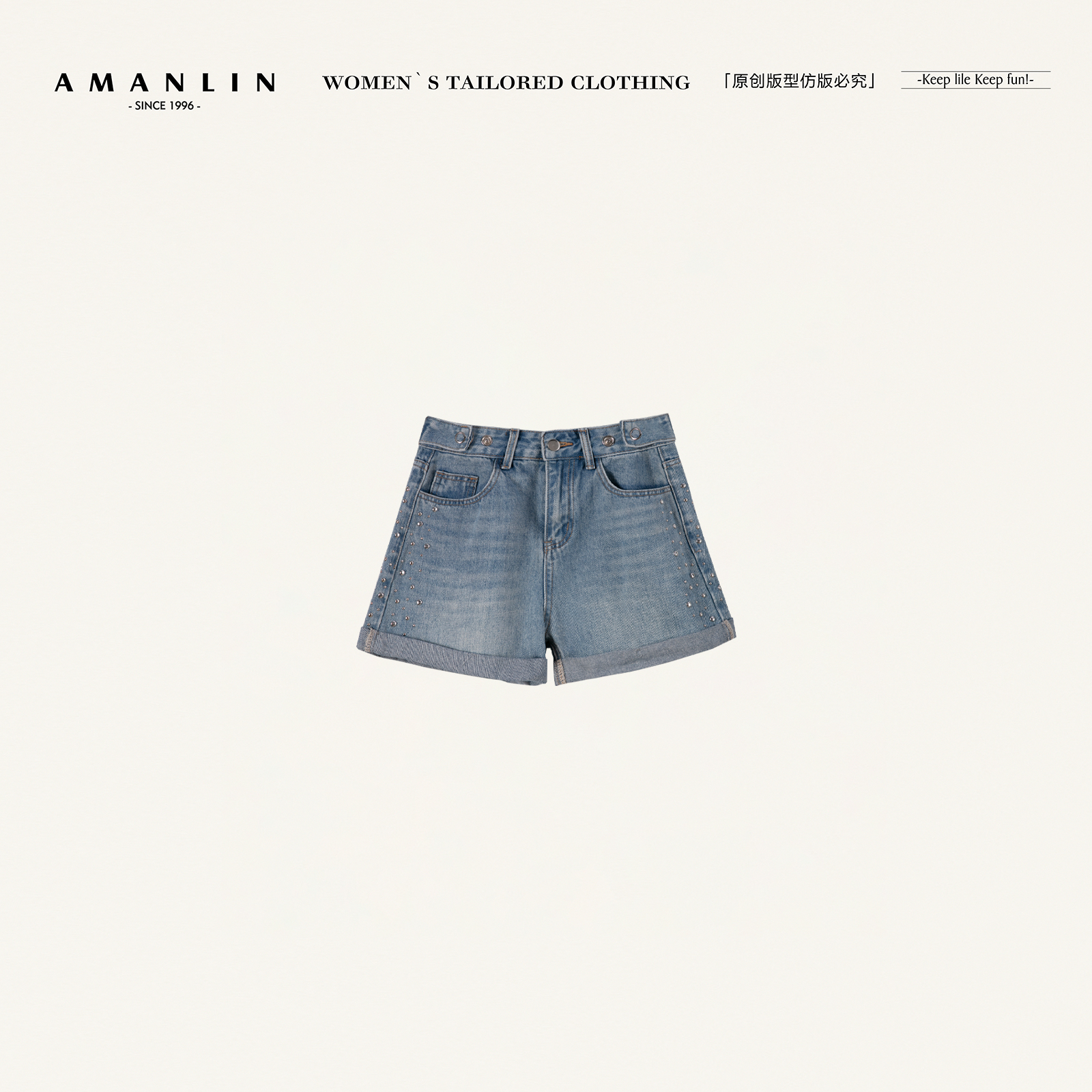 AMANLIN/阿谩琳琥珀流光牛仔裤D599189