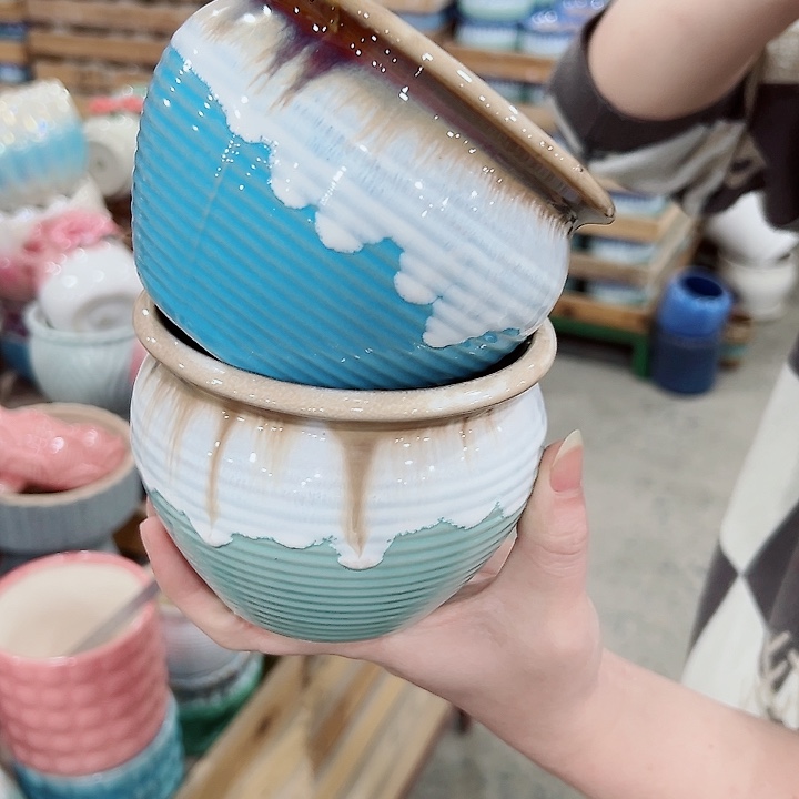 有孔.凑满10元发货多肉陶瓷花盆！