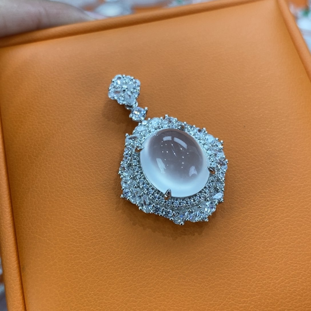 石英质玉吊坠(赠链)银S925镶嵌