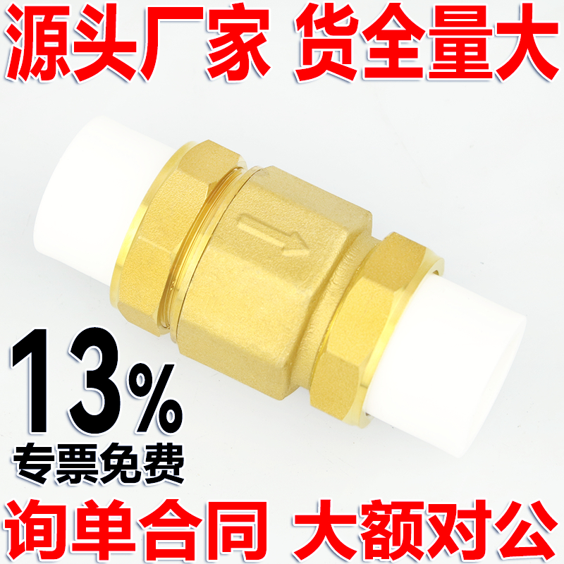黄铜PPR立式止回阀阀门25热熔20水管32防倒流阀4分6分1寸2寸40 50