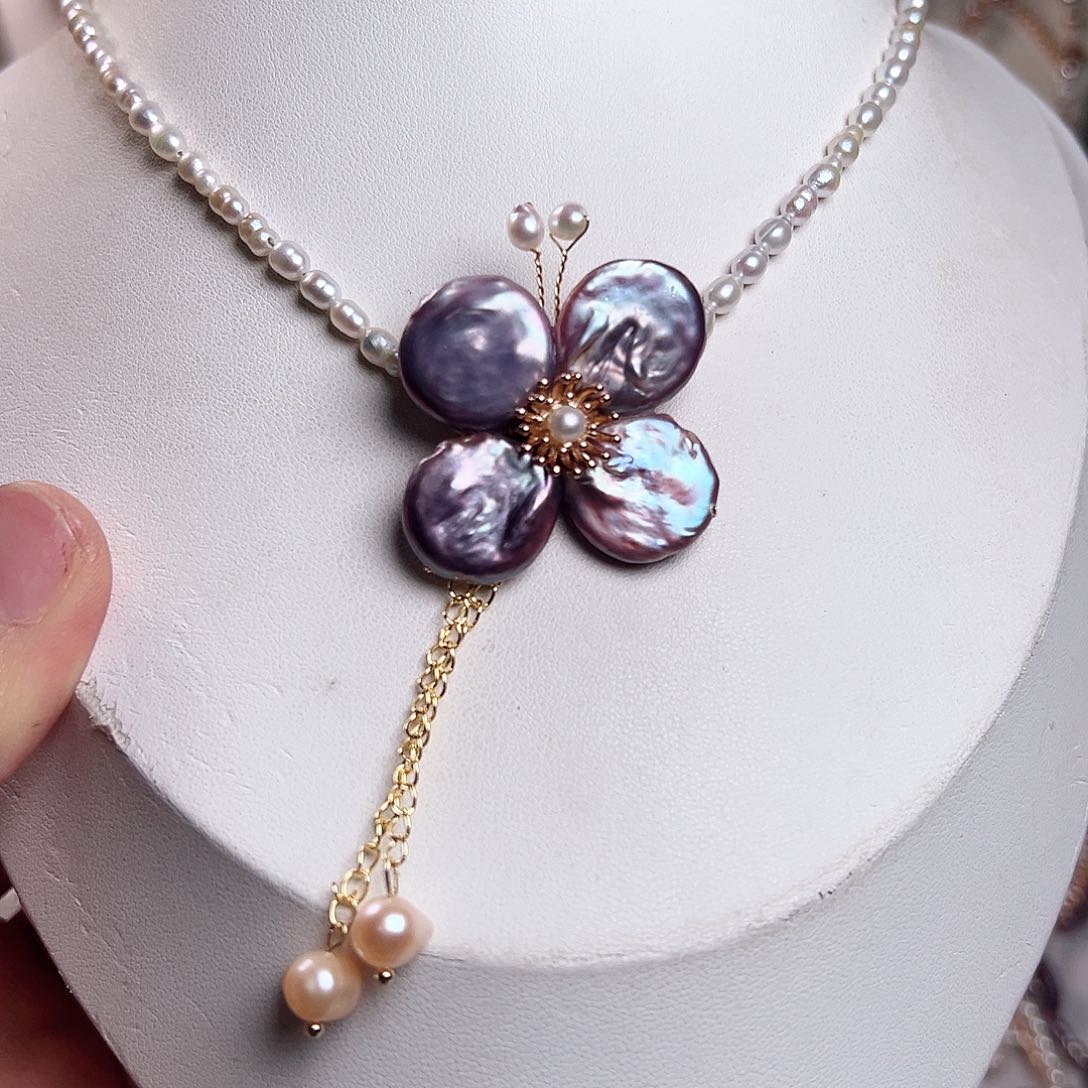 淡水珍珠银S925镶嵌颈饰