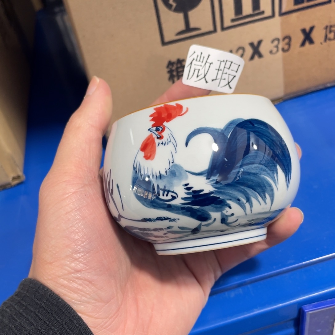 釉下手绘茶具微瑕
