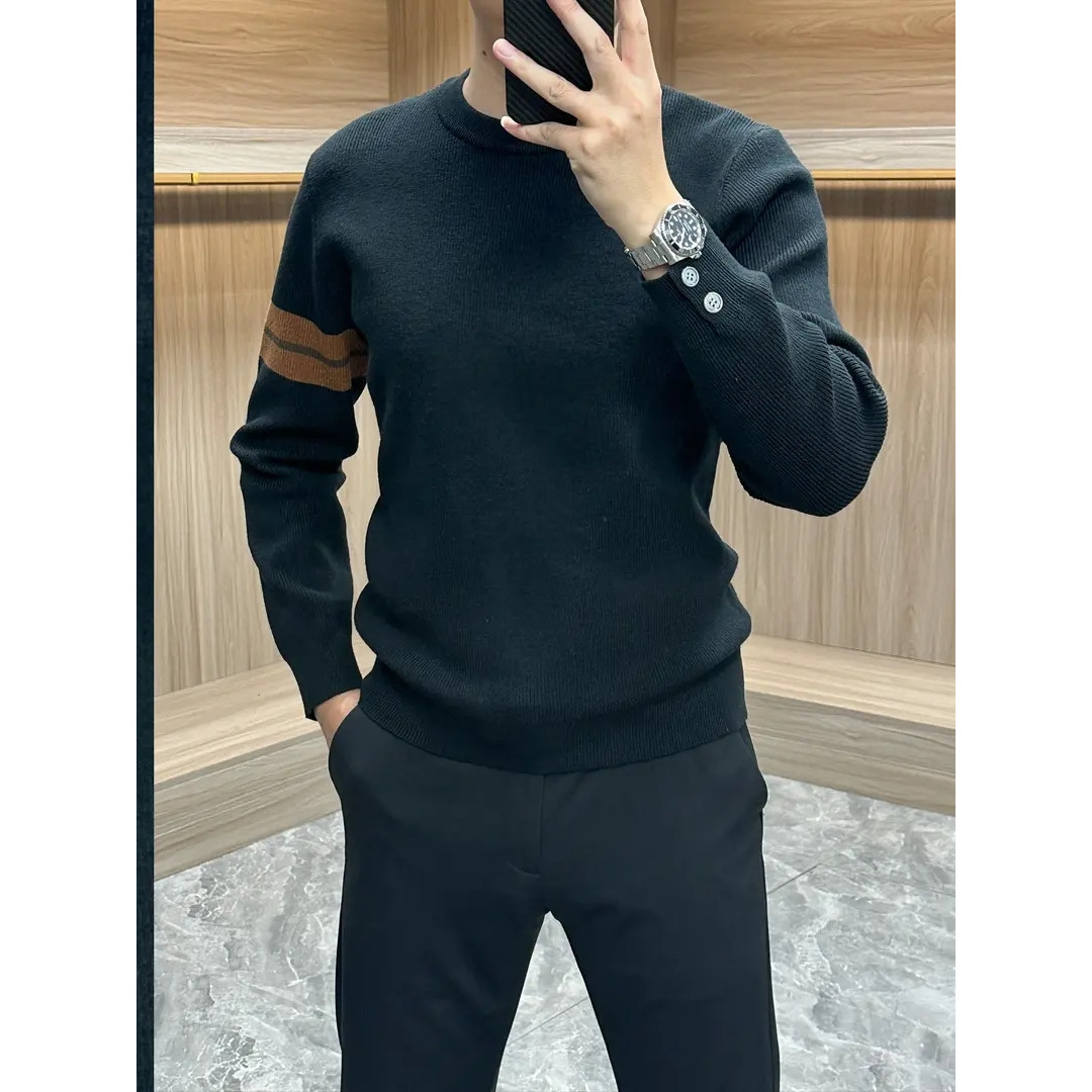 男士针织衫毛衣男款冬季加厚圆领长袖提花休闲保暖大码男装