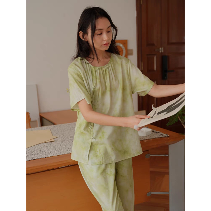 《海城朵朵》朵朵可可 251-180 睡衣女2025春夏圆领盘扣家居服