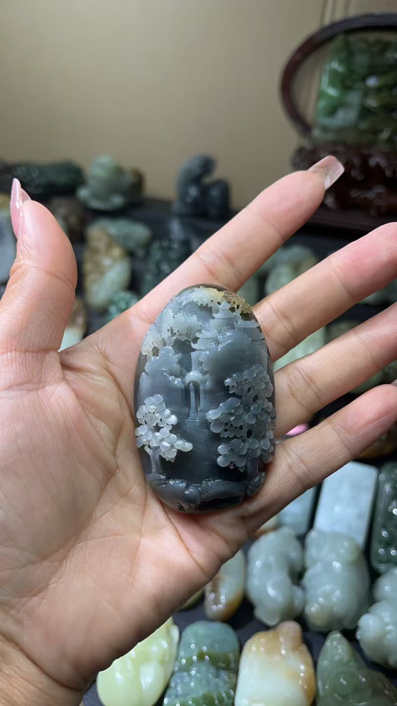 和田玉青花小手把