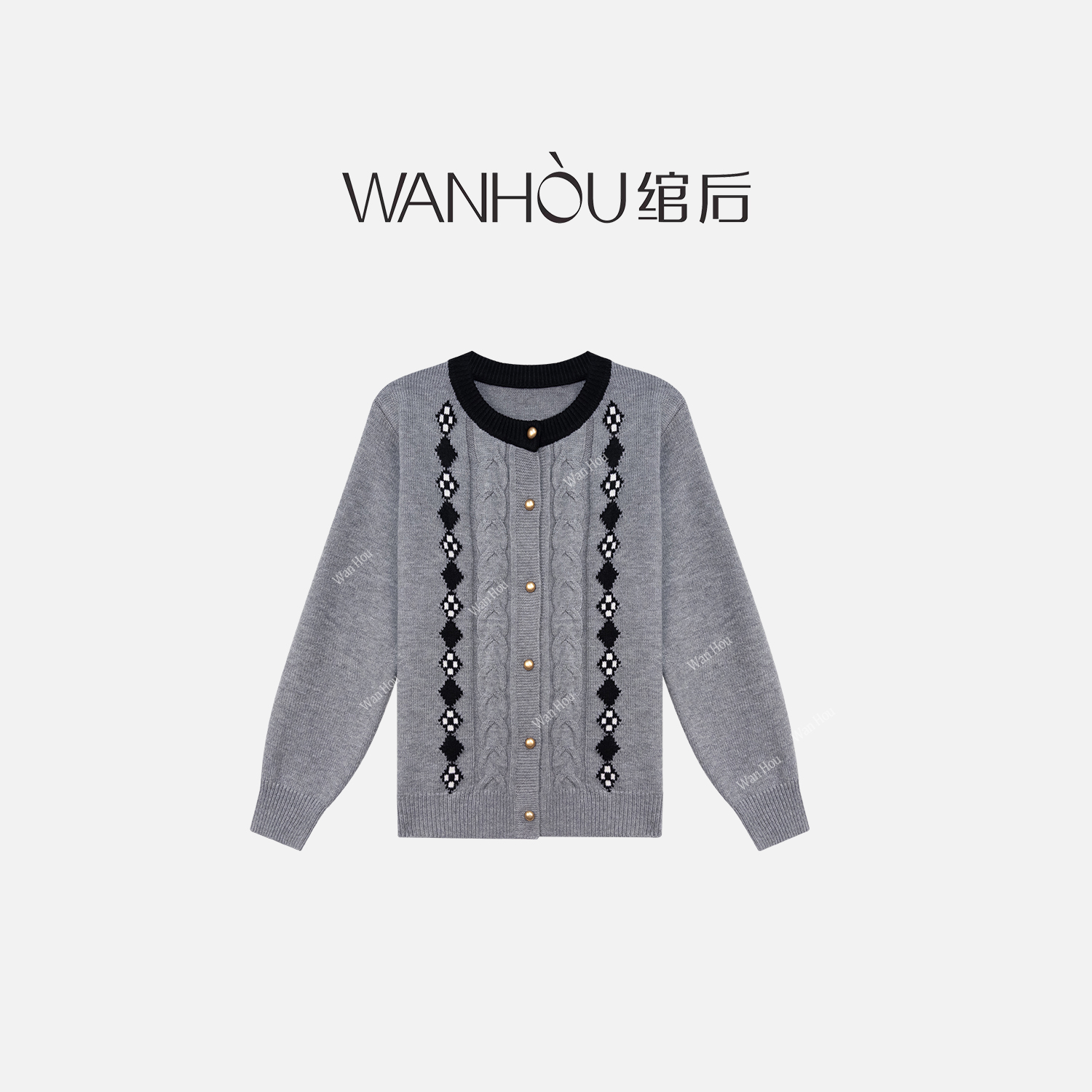 【C3520】#绾后-秋季新款时尚圆领简约显瘦长袖针织开衫SC