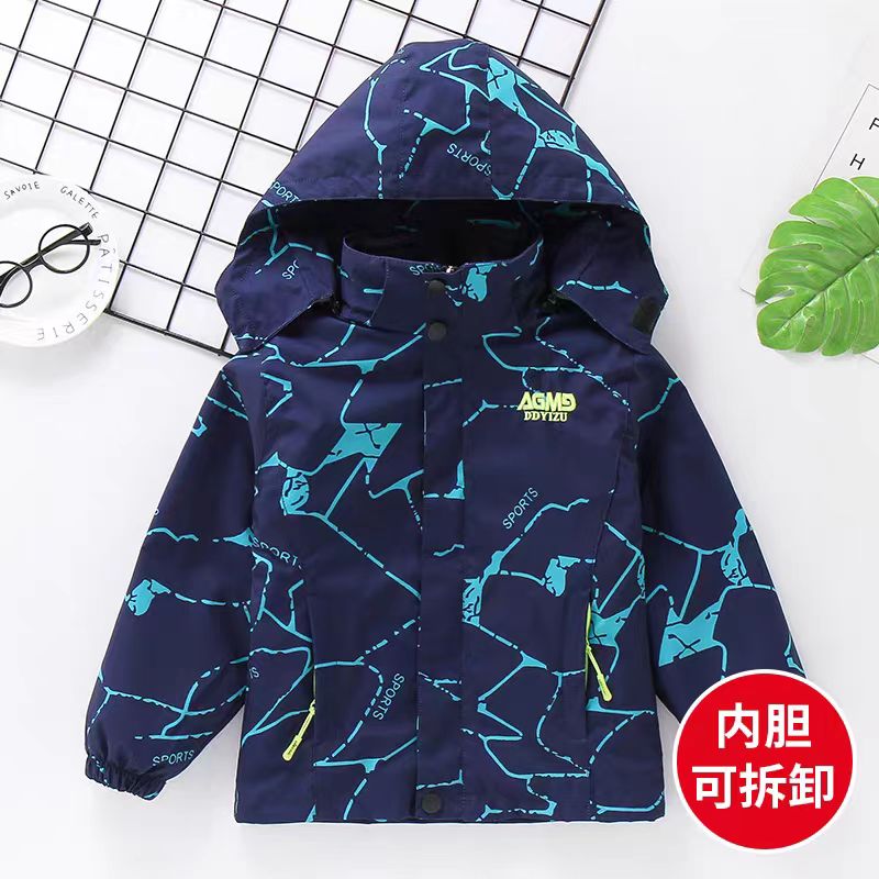 春秋冲锋衣儿童女童男童户外户外加绒加厚中大童防风防雨