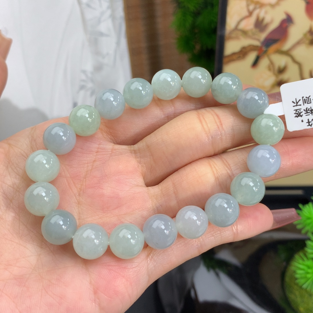 翡翠手链未镶嵌卡10马卡龙手串