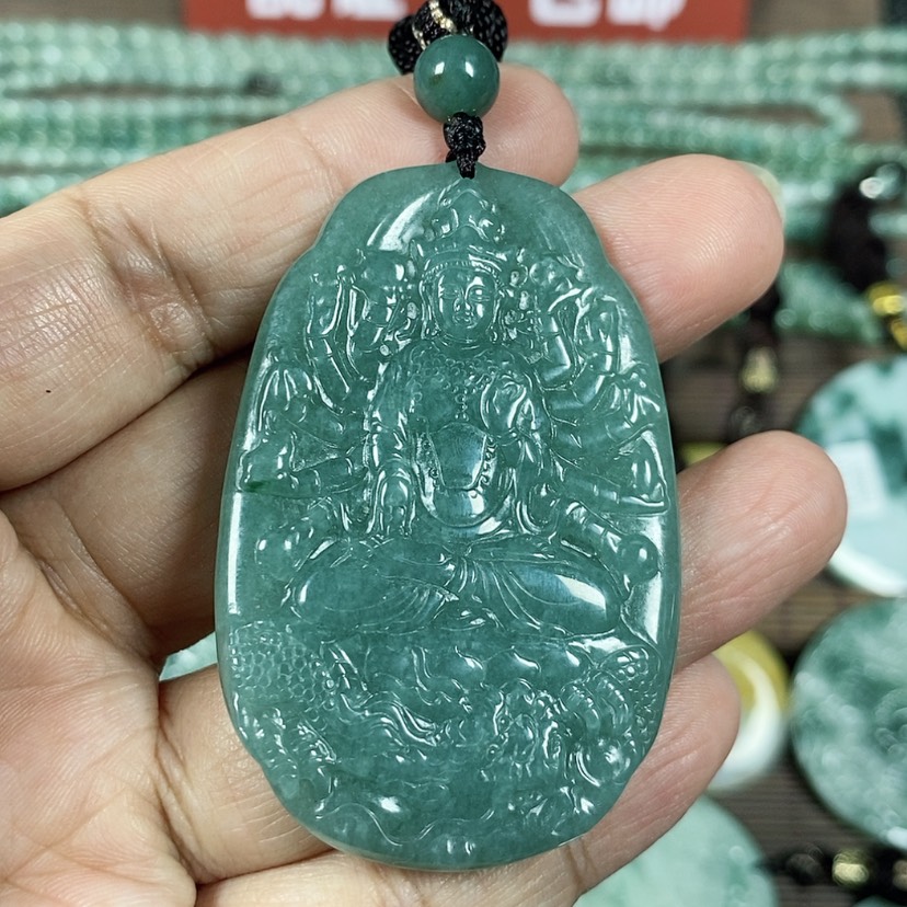 【闪购商品】翡翠颈饰未镶嵌玉吊坠翡翠玉双面御龙千手观音