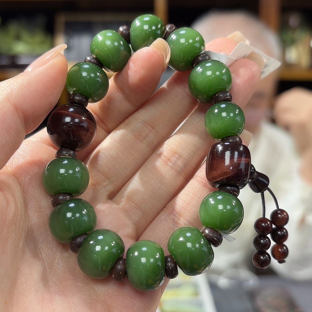 和田玉（碧玉）手串卡14未镶嵌