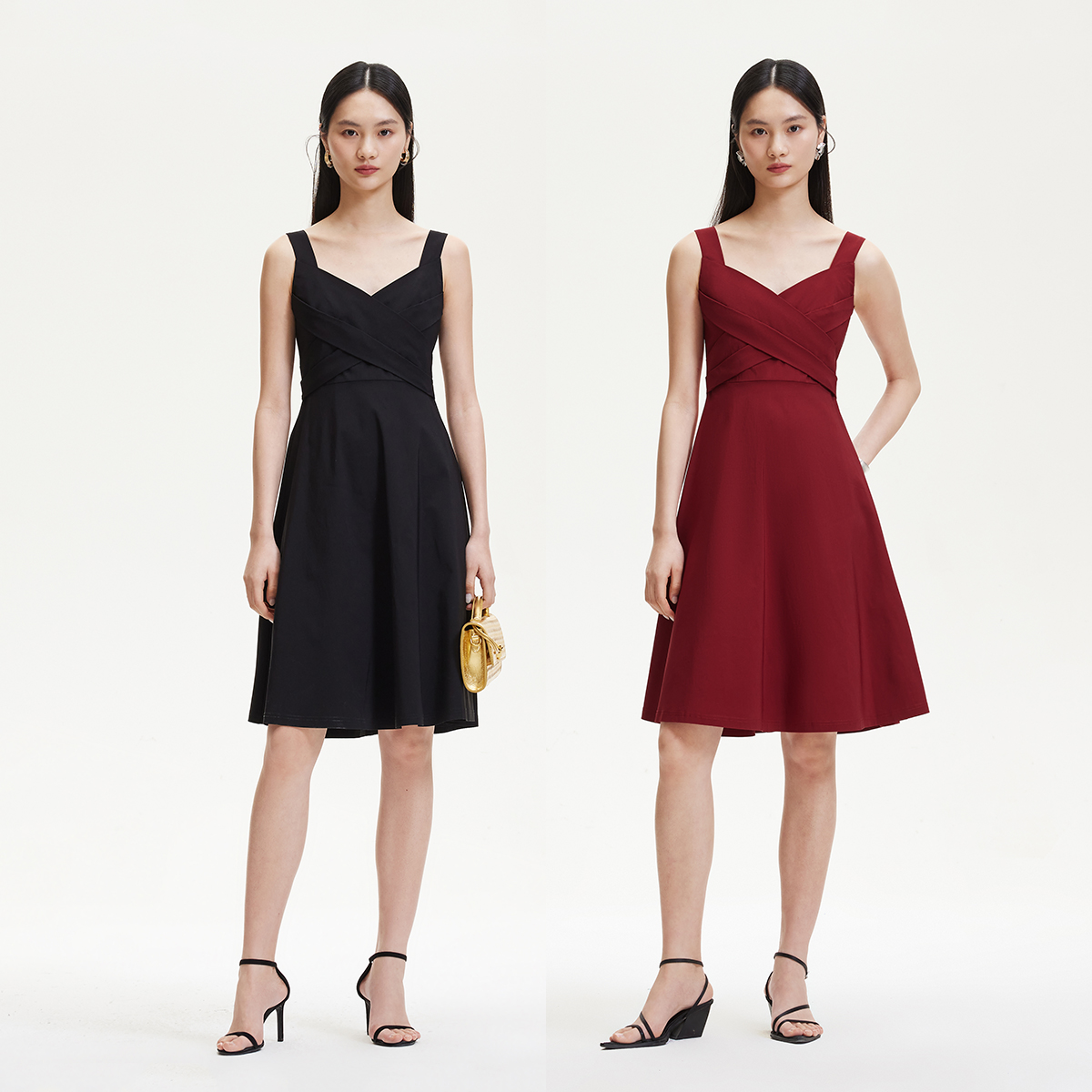 Vero Moda连衣裙【夜莺】2025新款心形领口交叉织带千金32517A024