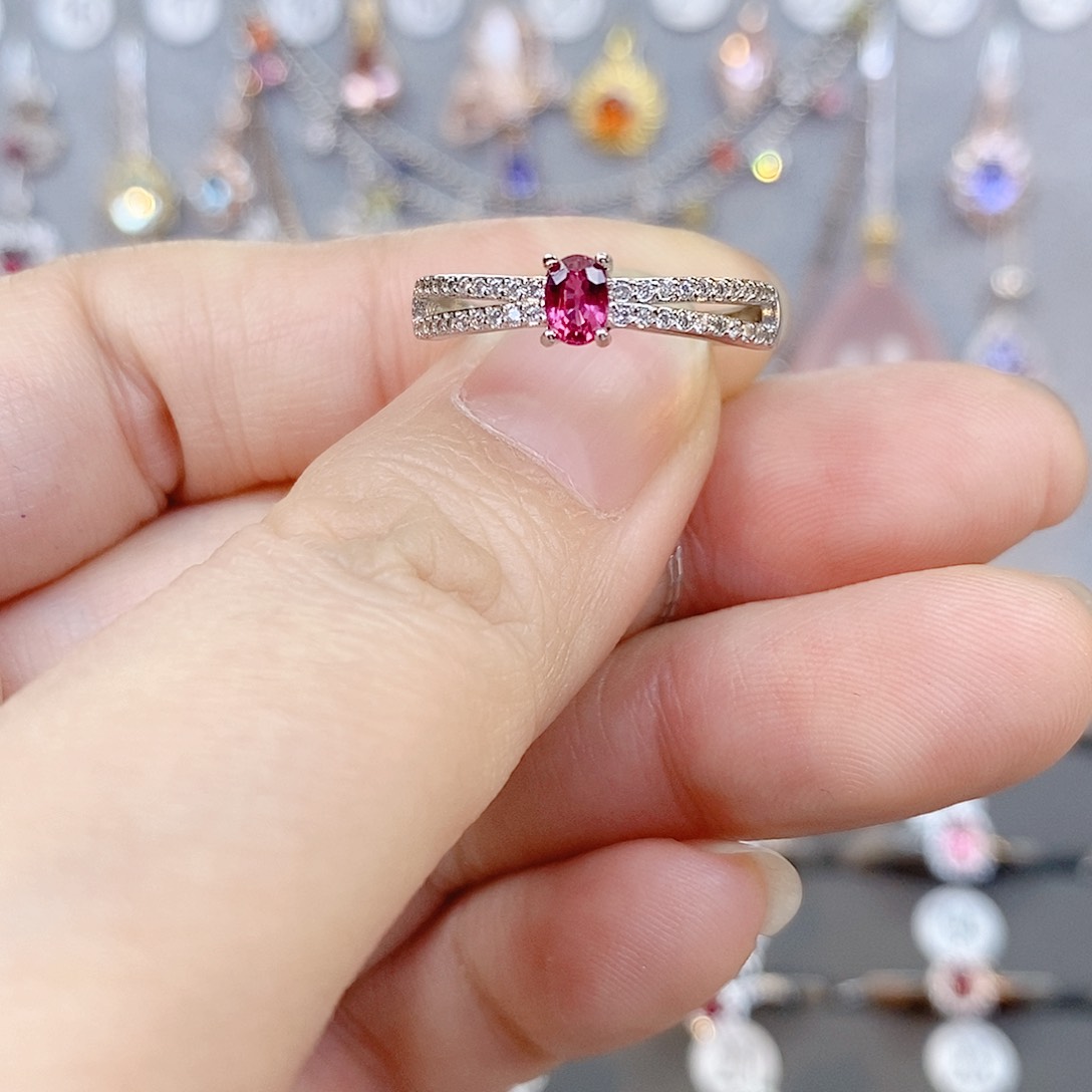 红宝石戒指银S925镶嵌