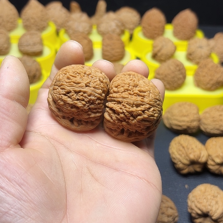 高***哈文玩核桃把件凹底拉丝窝头南疆石43尺6