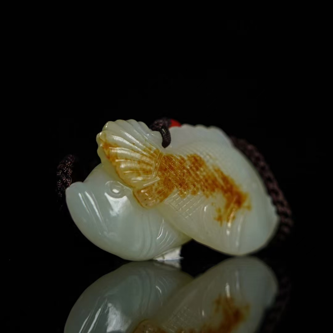 （拾得专属） 创汇和田籽玉双鱼手把件