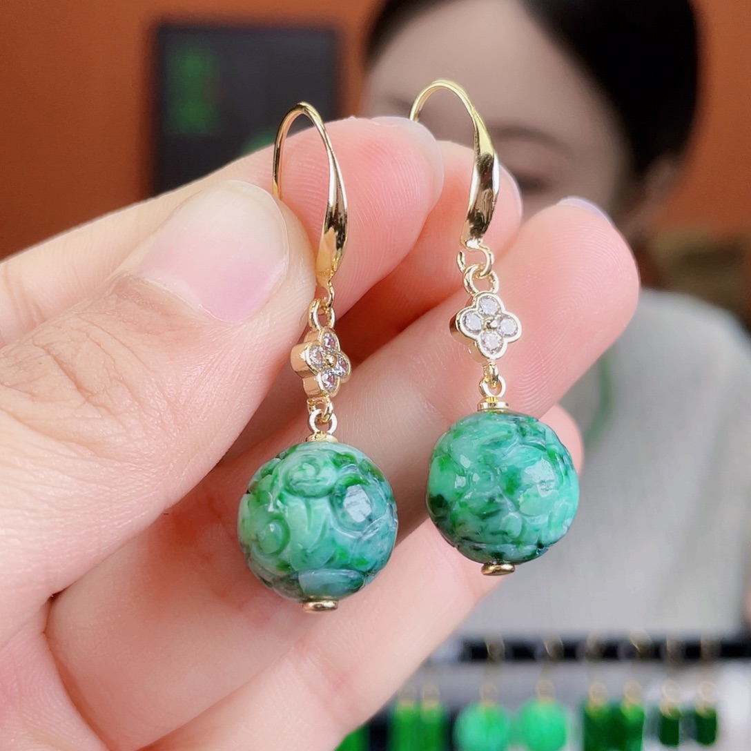 翡翠未镶嵌耳饰饰品