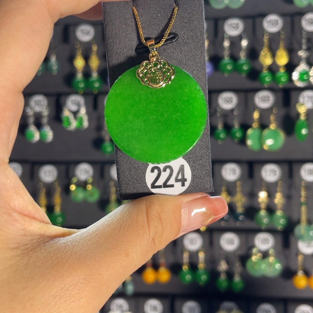 翡翠银S925镶嵌耳饰224