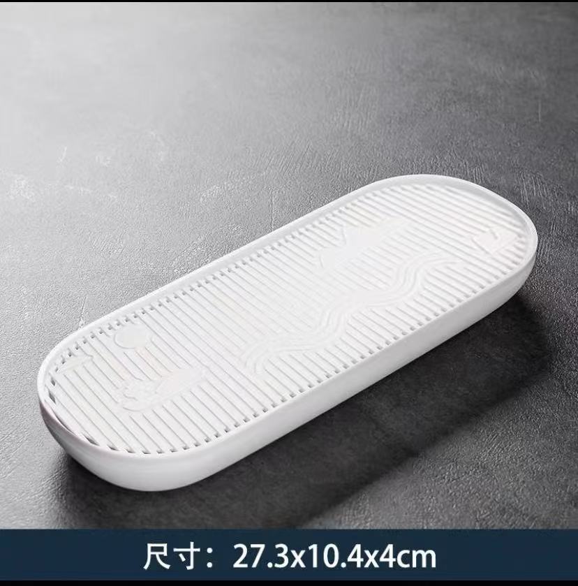 白色山水干泡台茶盘-ZHZ258（众）