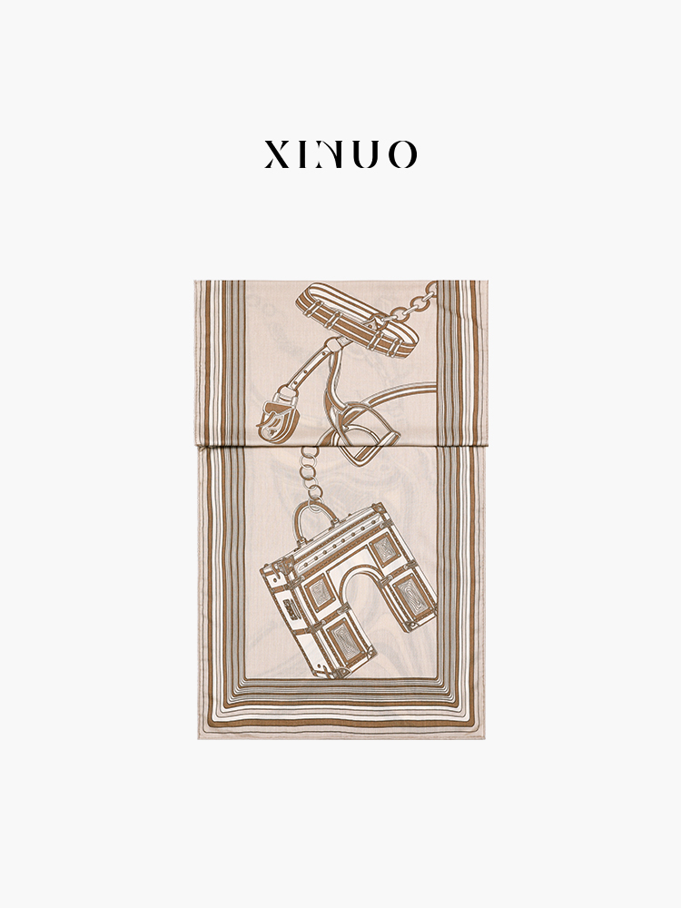 XINUO 托斯卡尼 真丝羊毛长款围巾披肩 极简设计 高档送礼物