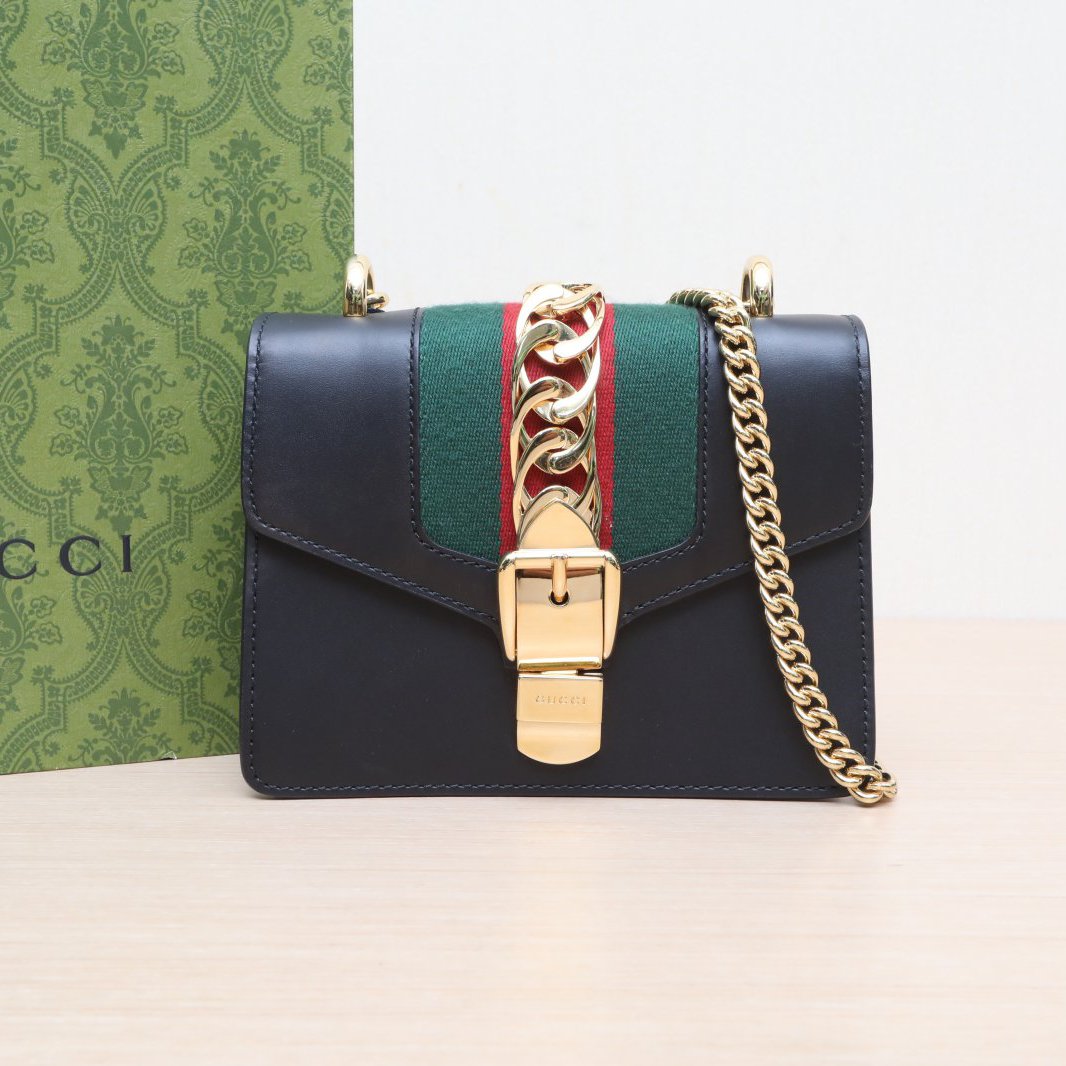 99新 GUCCI/古驰 塞尔维亚 丝带包 Mini 单肩包 P205219815
