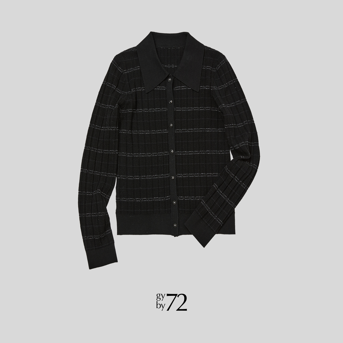 GINAYOLAN/瑾颜【新品】时尚针织百搭开衫翻领针织衫衬衫条纹