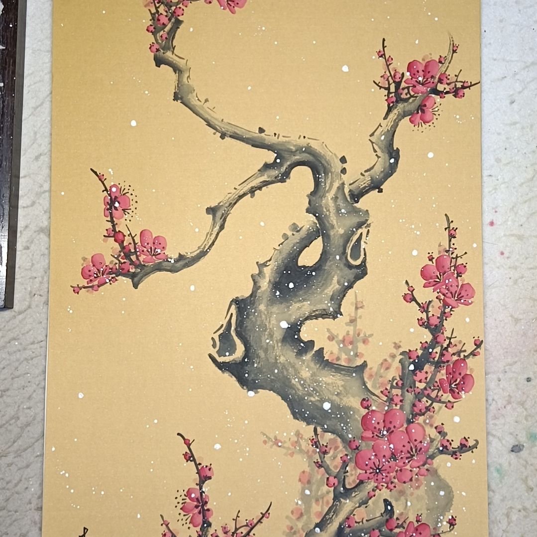 如***哥国画精品梅花卡宣作品