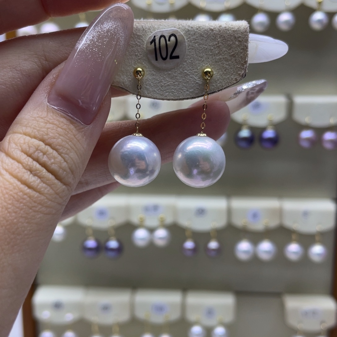 淡水珍珠耳饰18K金镶嵌