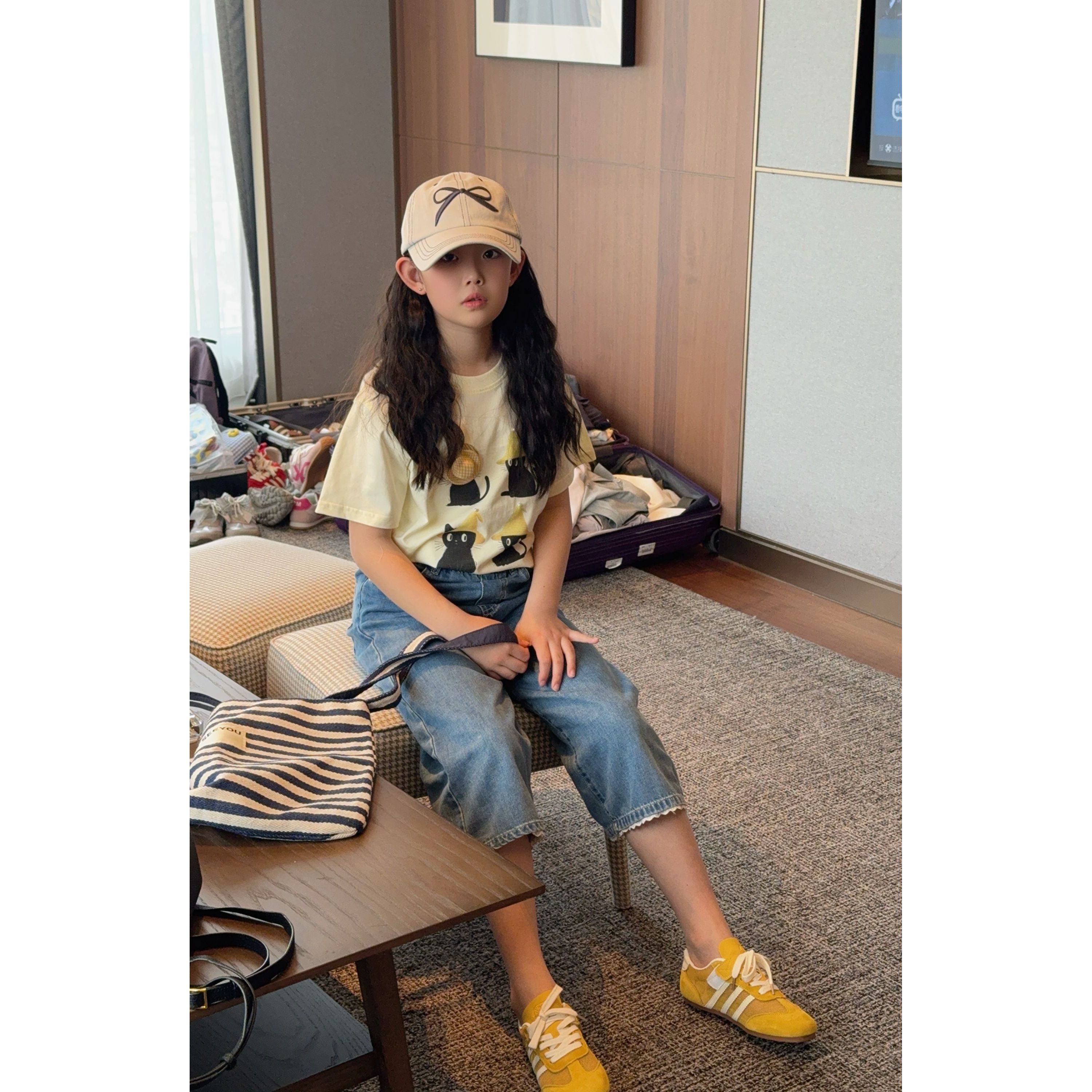 泡妈童装  【草帽T恤】夏季儿童男童女童短袖宽松T恤25109