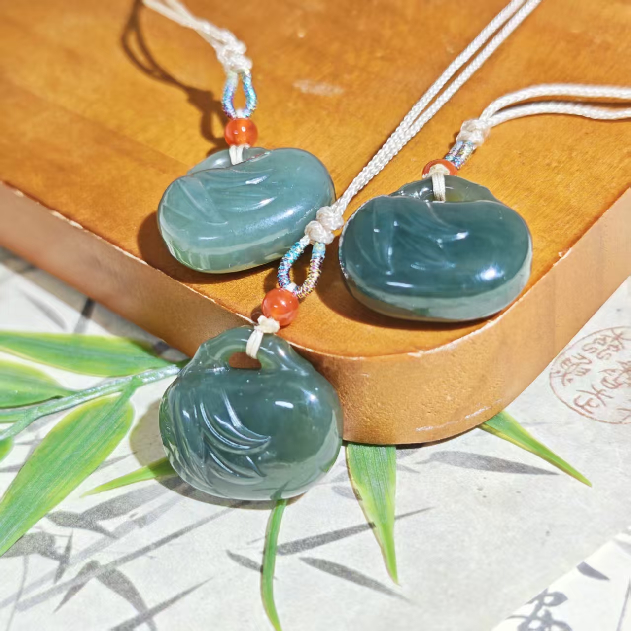 和田玉 竹叶小锁包吊坠 多样性发货 拍一发一 H715