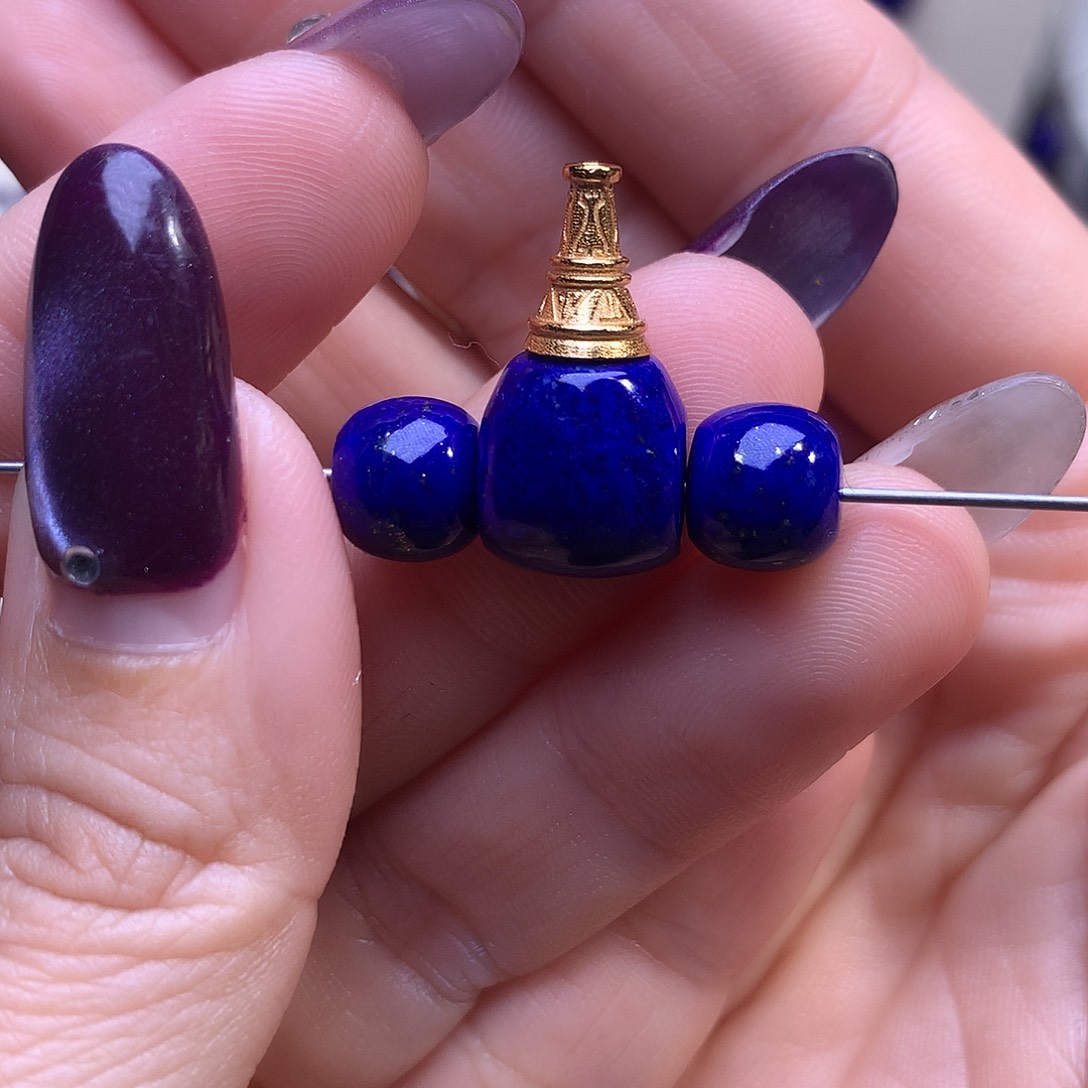 青金石银S925镶嵌10.7m三通三件套