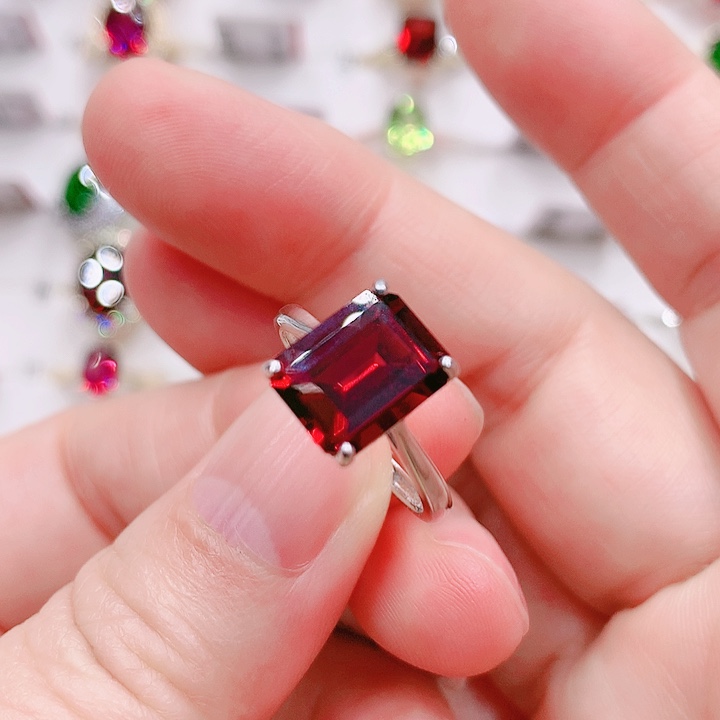 石榴石戒指银S925镶嵌