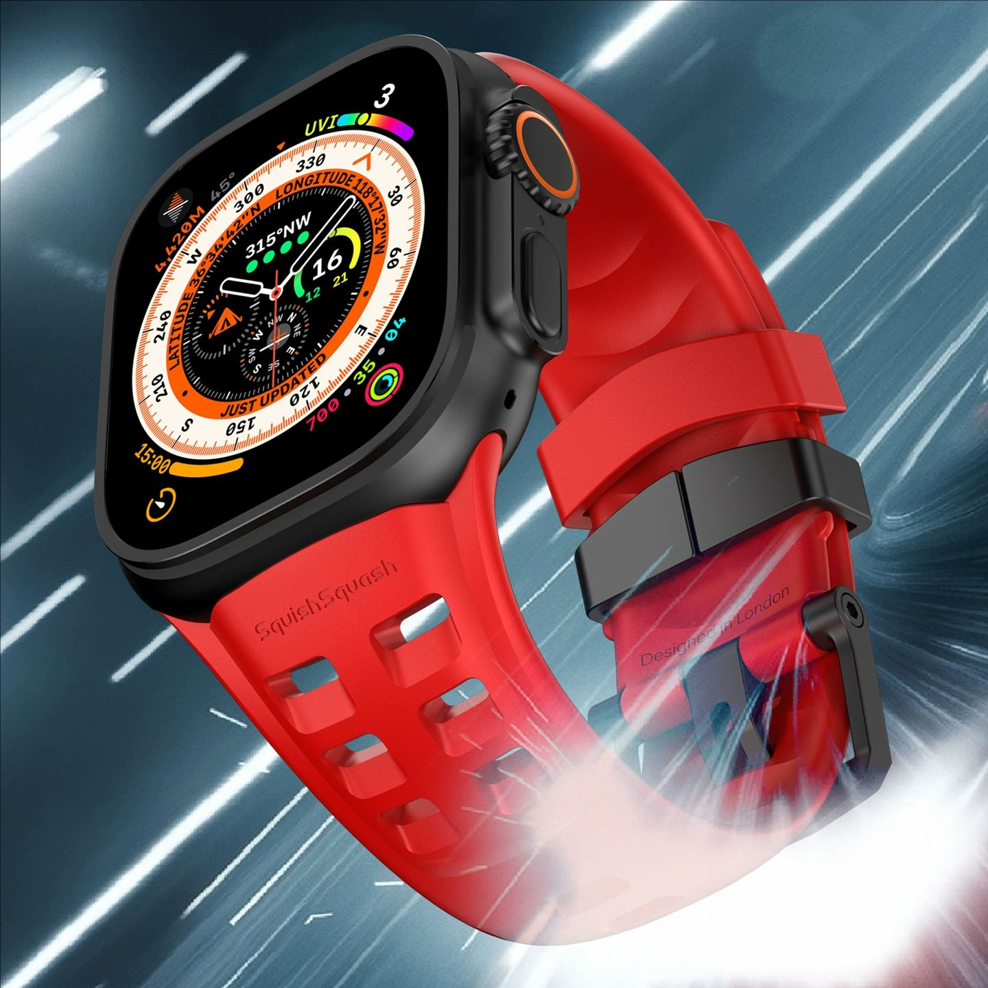 SquishSquash龍鳞FKM运动赛车狂野时速表带适用AppleWatch/ultra2