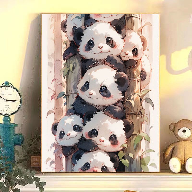 【熊猫叠叠乐】40*50背板钻石画，送闺蜜好物
