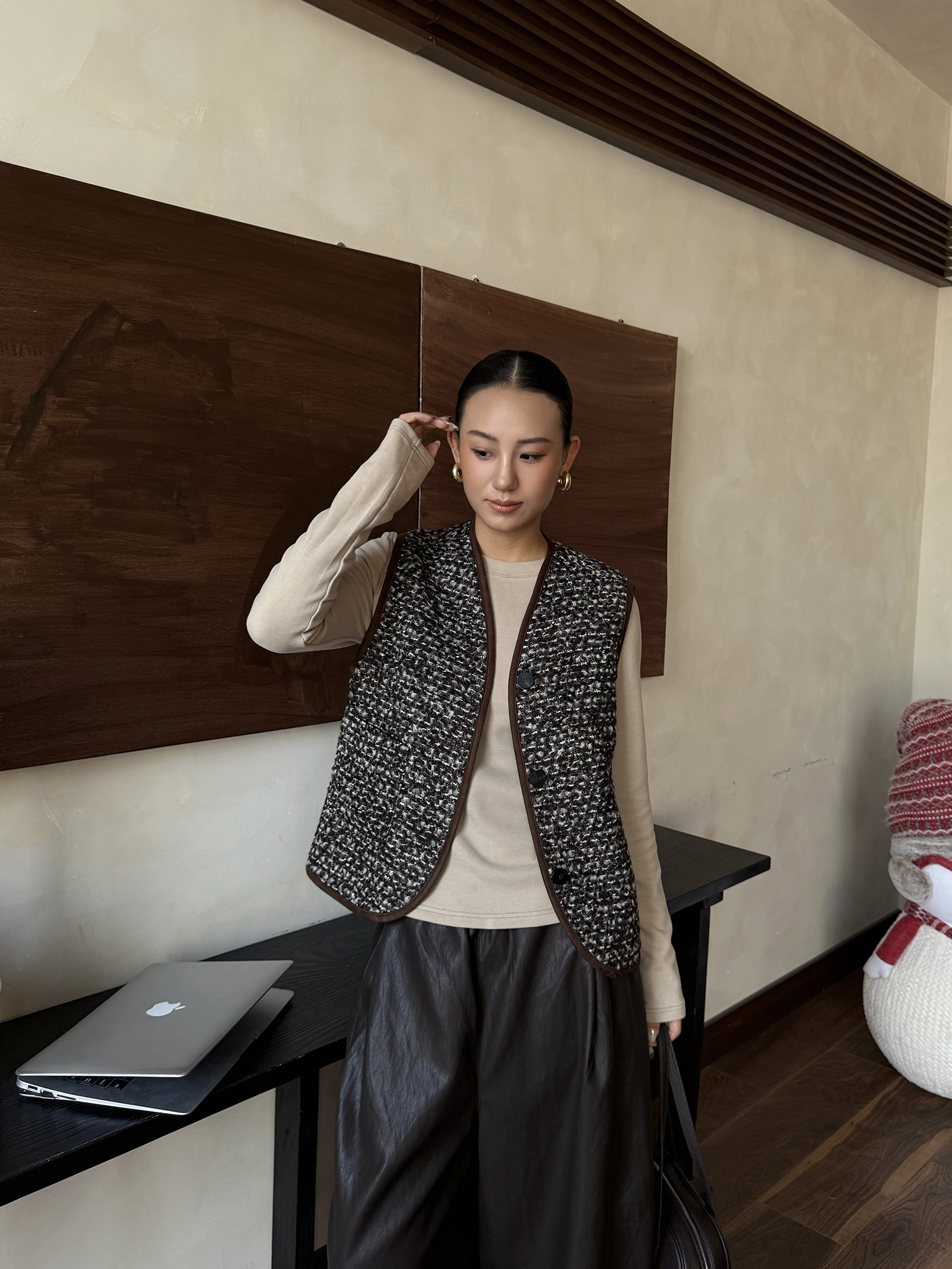 【冬品】GFF STUDIO“雪心马甲”老钱风时髦高级感无袖撞色马甲女