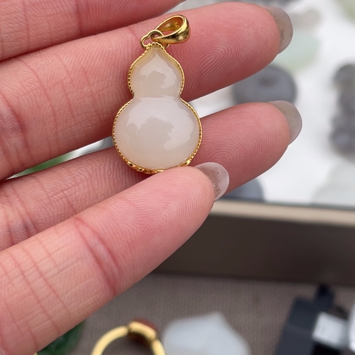 এ***༊和田玉银S925镶嵌颈饰