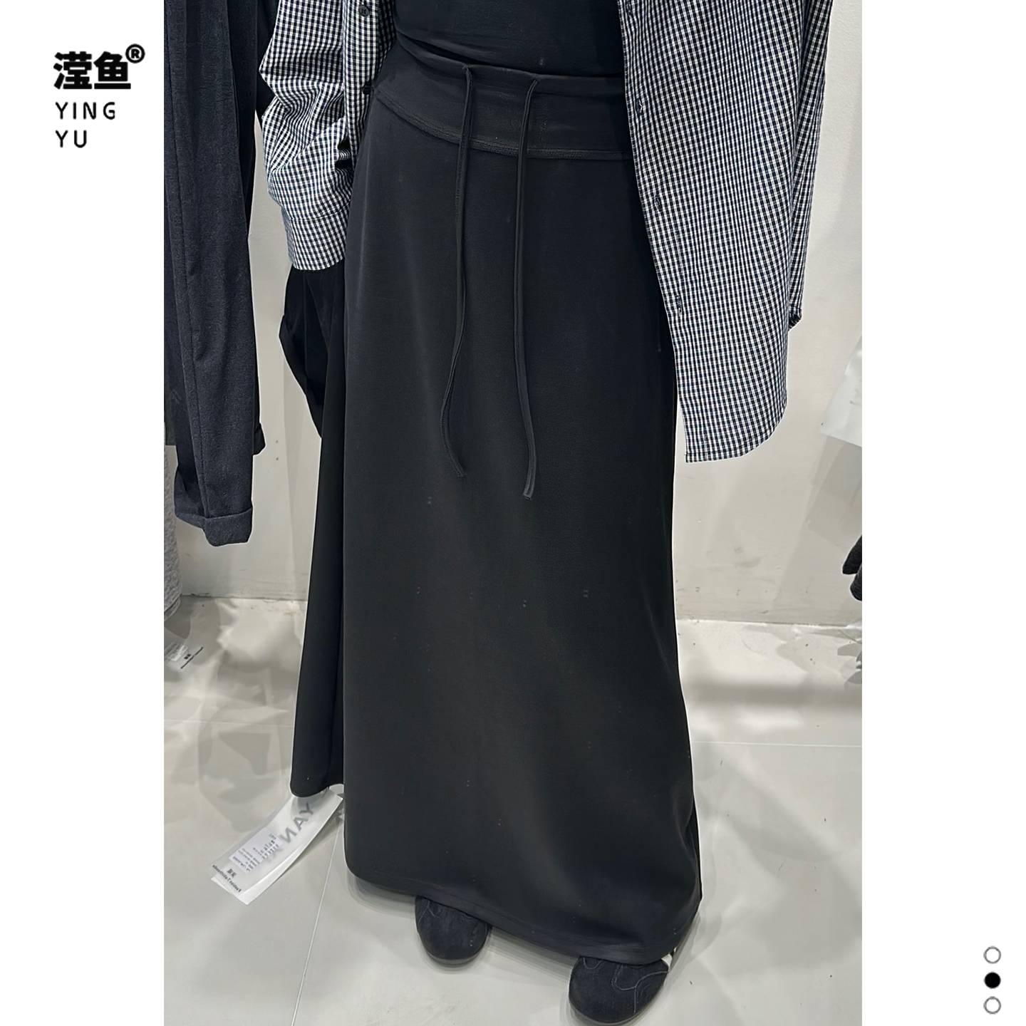 演曦 Y2979百搭高腰系绳直筒半身裙后开叉新款时尚休闲风百搭裙子