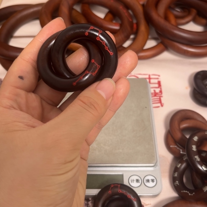 枣木喜*内径25乾坤圈枣木玉化手工