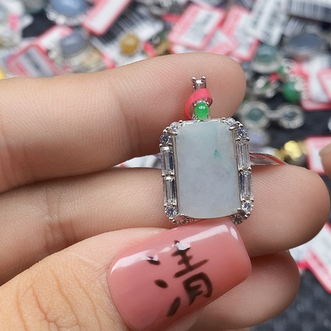 翡翠银S925镶嵌戒指