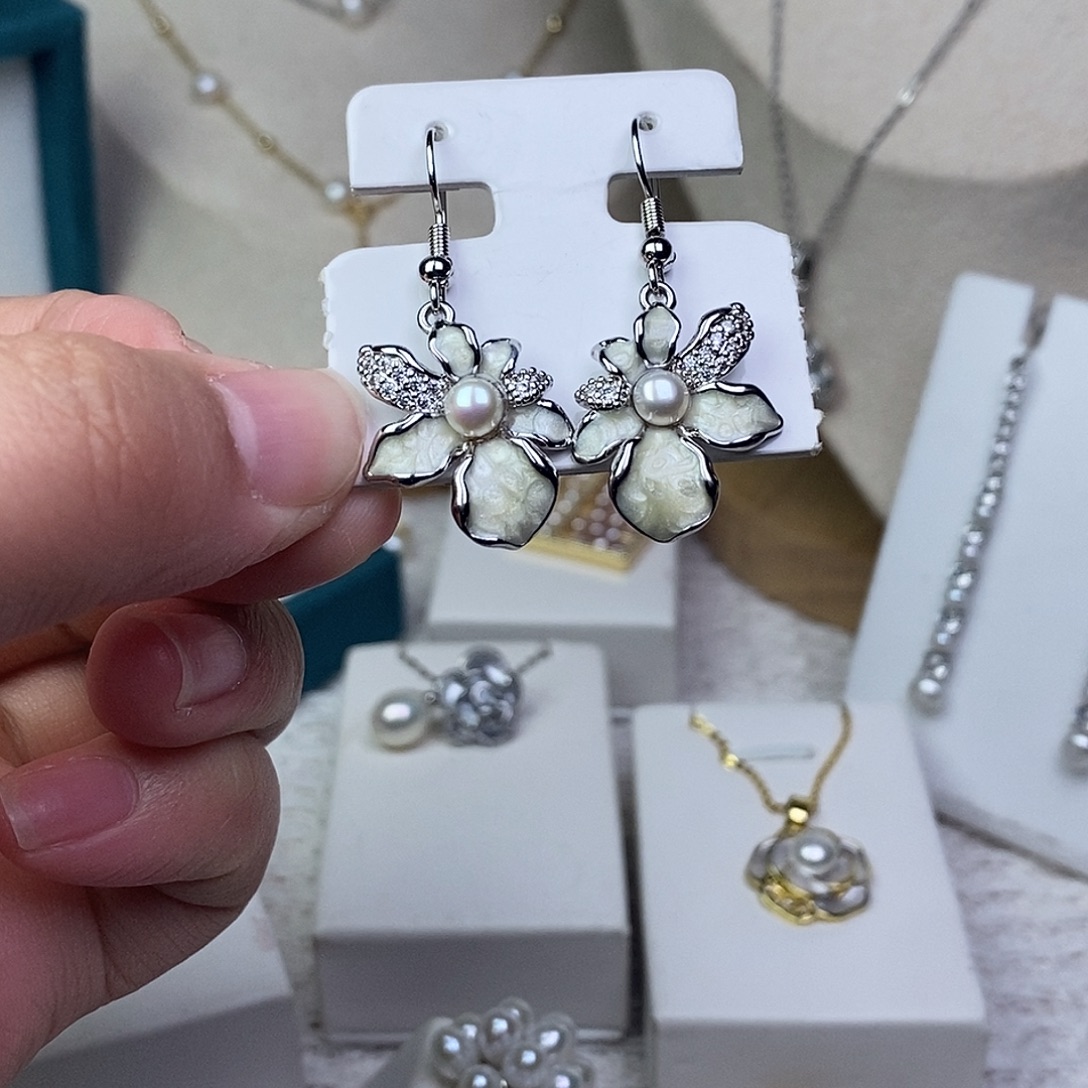 耳饰淡水珍珠银S925镶嵌