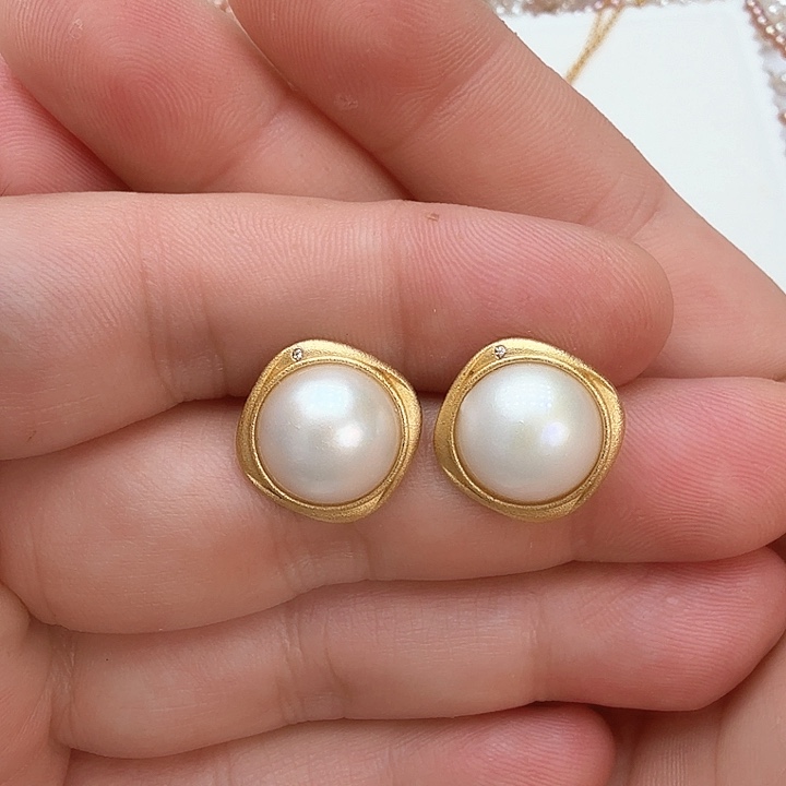 拼合珍珠（马贝珠）耳饰未镶嵌