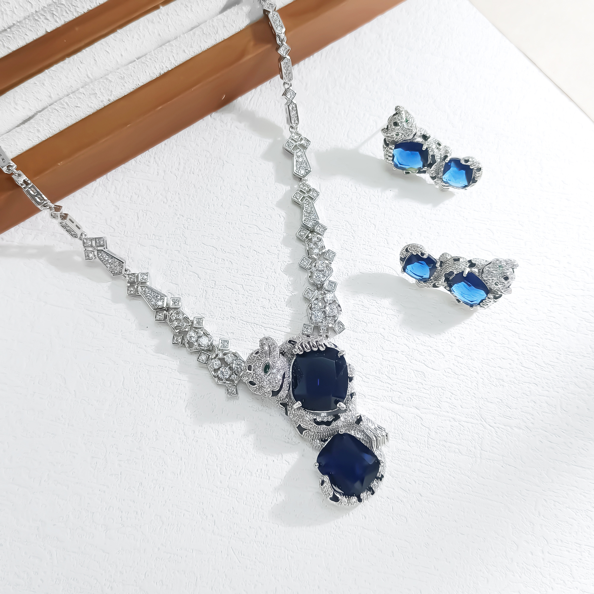 铜合金合成锆石项链 VWYS-009926【星夜掠影】项链+耳饰 套装 百搭